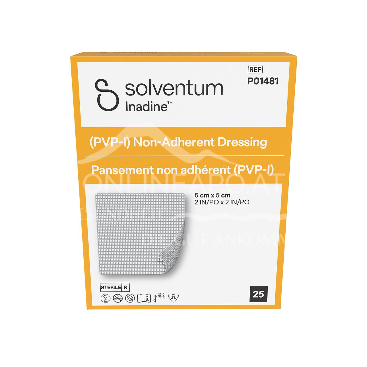 Solventum™ INADINE™ PVP-Iod Wundauflage steril, 5 x 5 cm