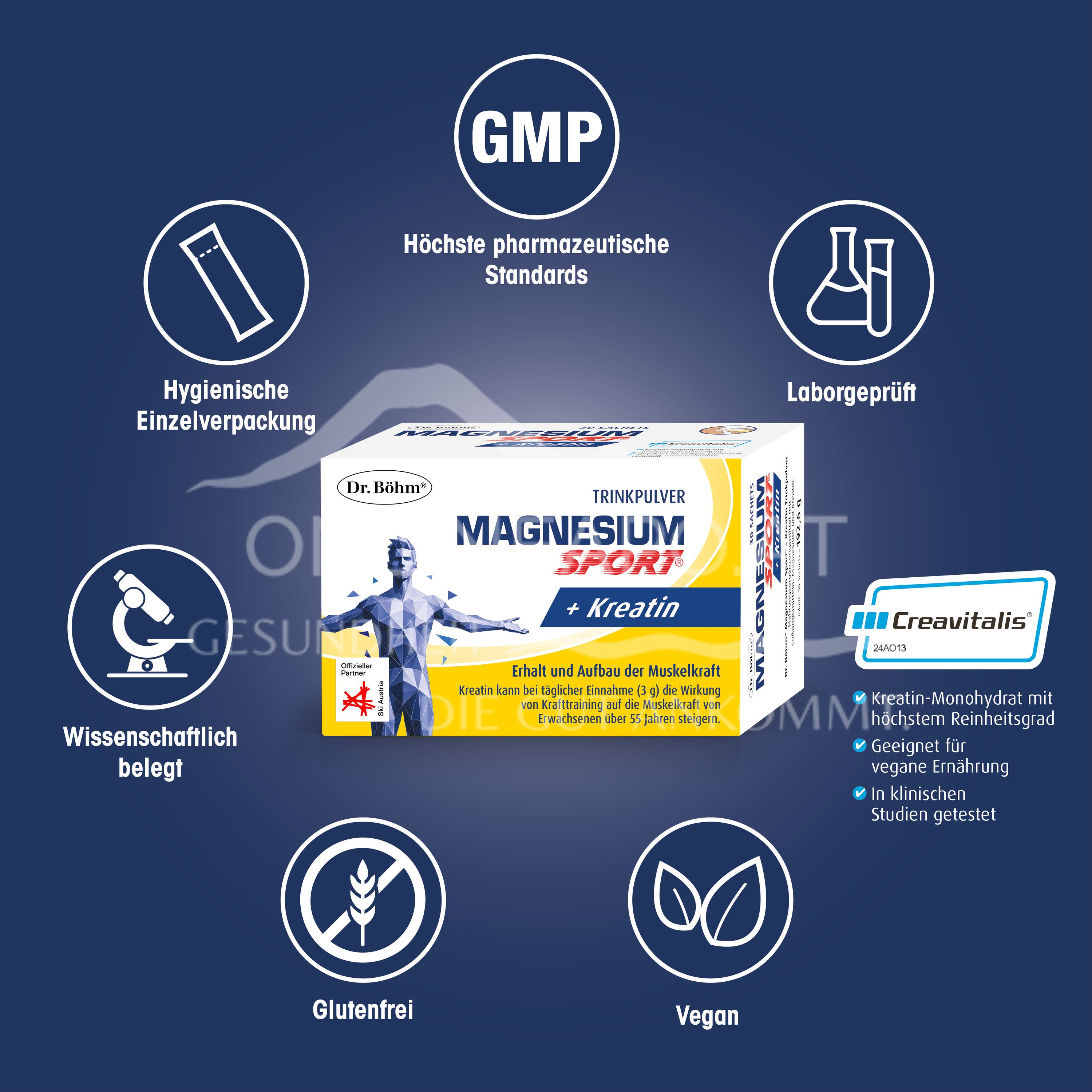 Dr. Böhm® Magnesium Sport® + Kreatin Trinkpulver Sachets