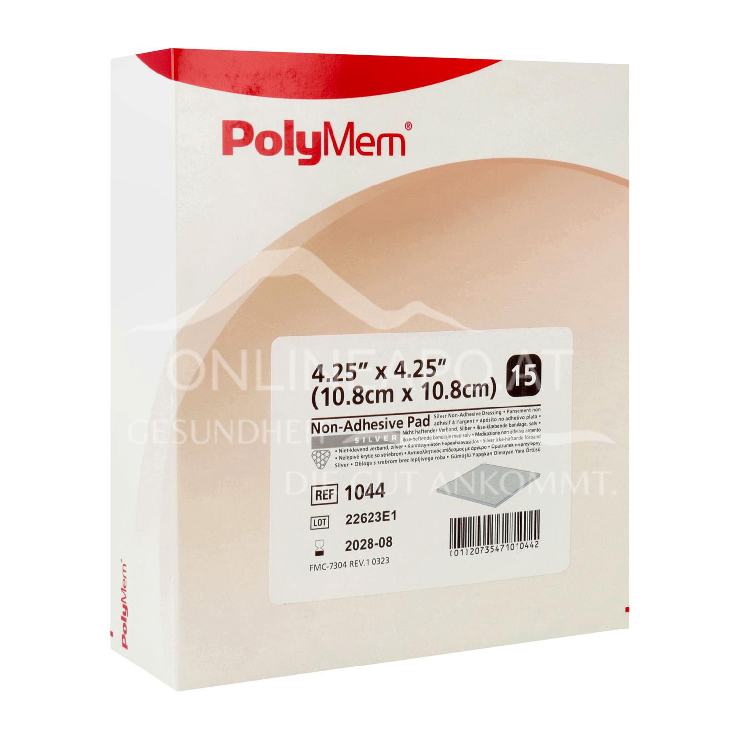 PolyMem® nicht haftender Verband Silver steril, 10,8 x 10,8 cm