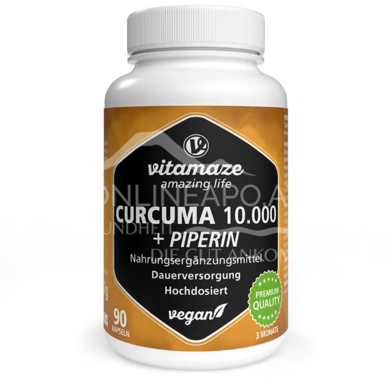 Vitamaze Kurkuma 10.000 hochdosiert + Piperin Kapseln