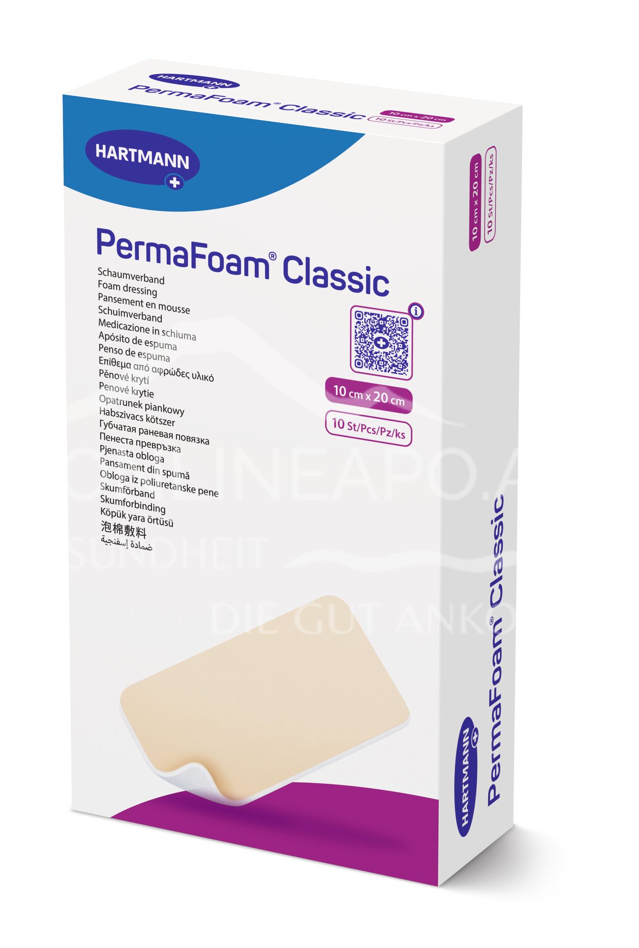 PermaFoam® Classic Polyurethan-Schaumverband steril, 10 x 20 cm
