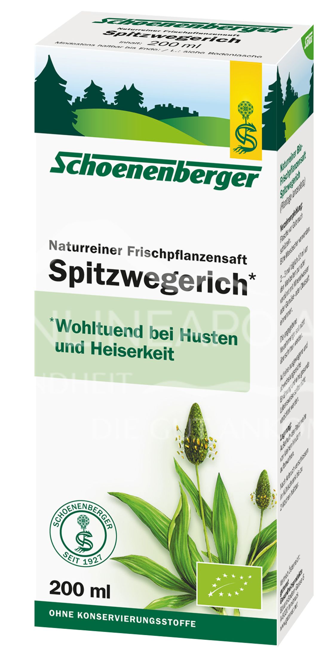 Schoenenberger Spitzwegerich Naturreiner Frischpflanzensaft (BIO)