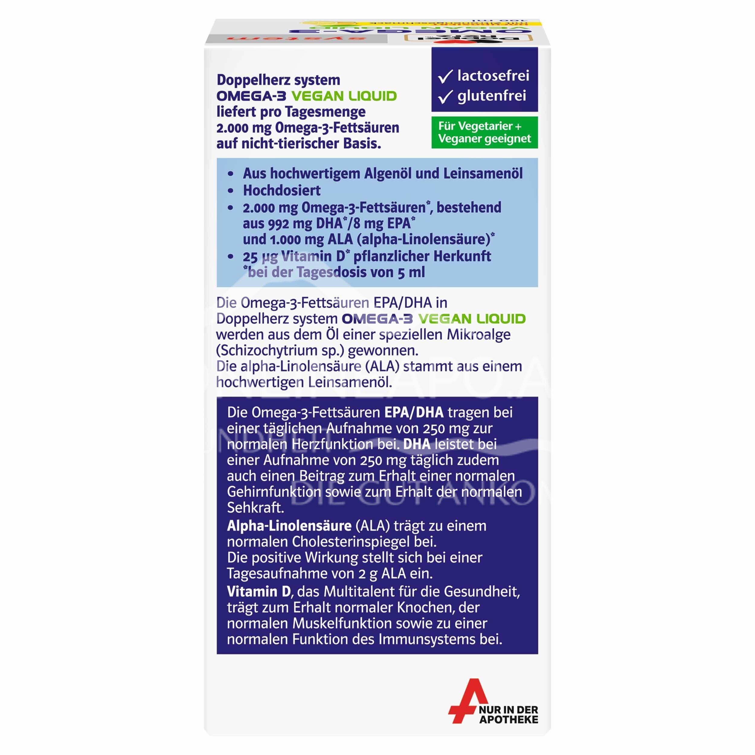 Doppelherz system OMEGA-3 VEGAN LIQUID 2000 algae oil, linseed oil drops