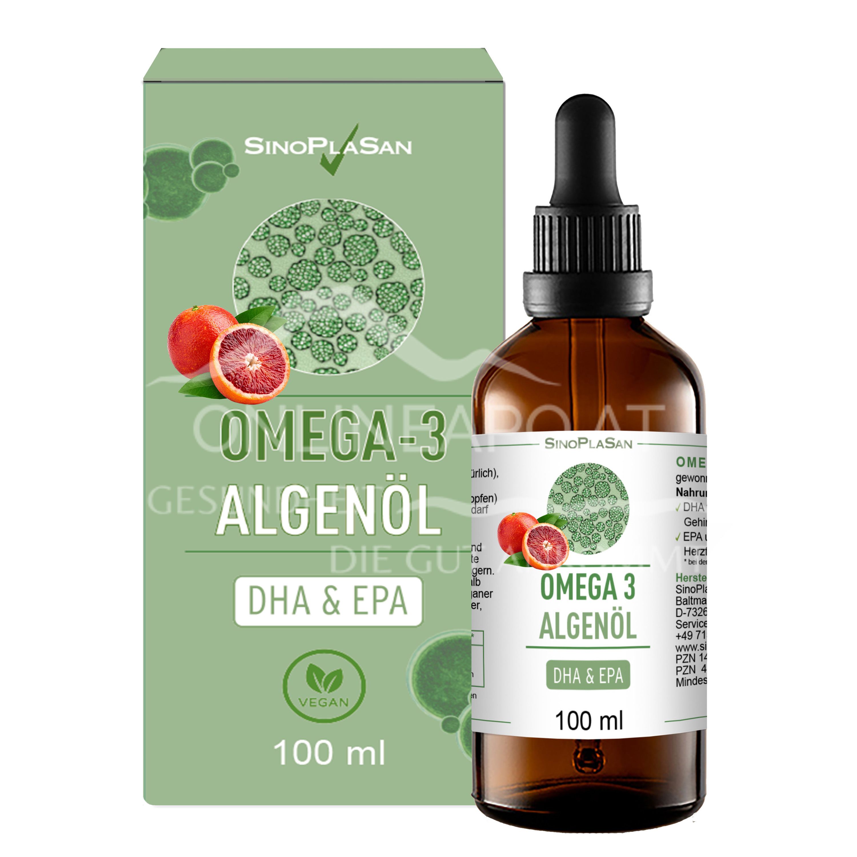 SinoPlaSan Omega 3 Algenöl DHA+EPA Blutorange Tropfen