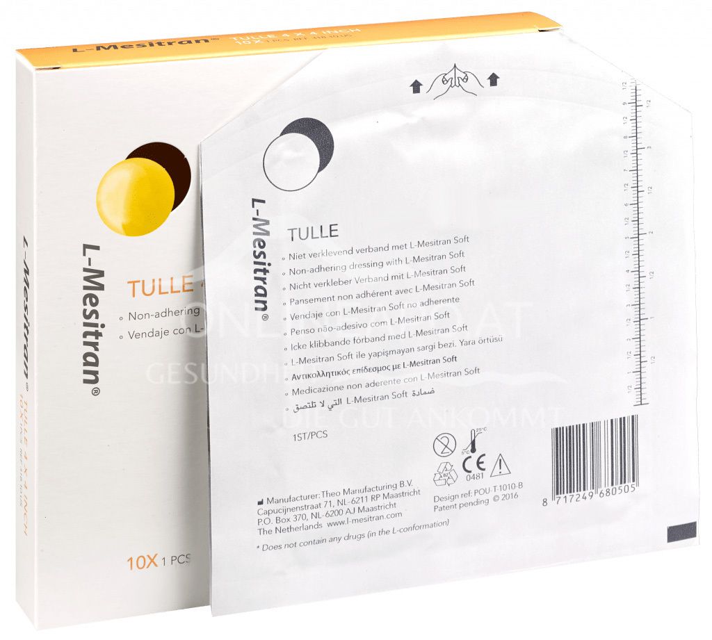 L-Mesitran® Tulle nicht verklebender Verband mit L-Mesitran Soft für Menschen, 10 x 20 cm