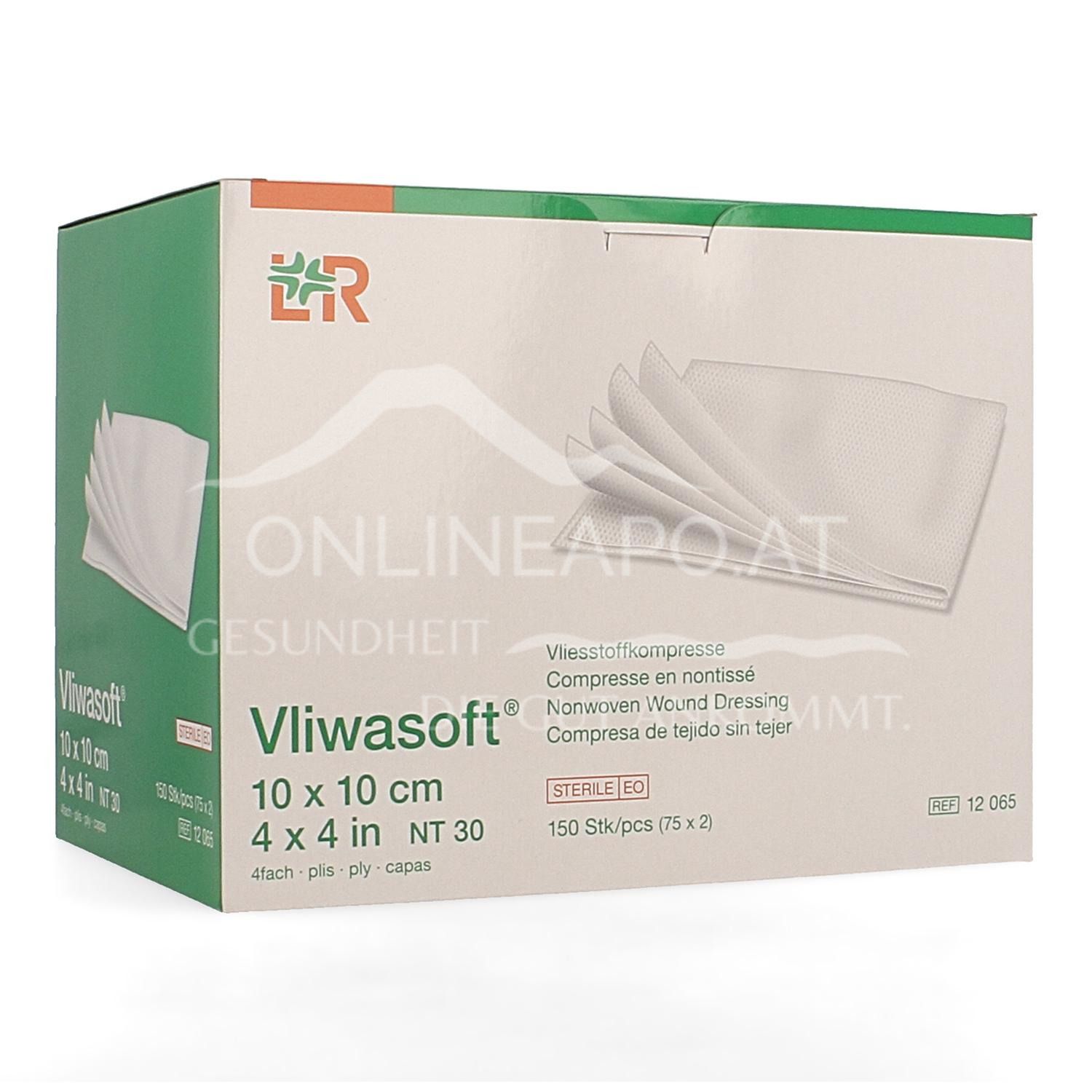 Vliwasoft® Vliesstoffkompressen, steril, 4-lagig, 10 x 10 cm, 75 x 2 Stück