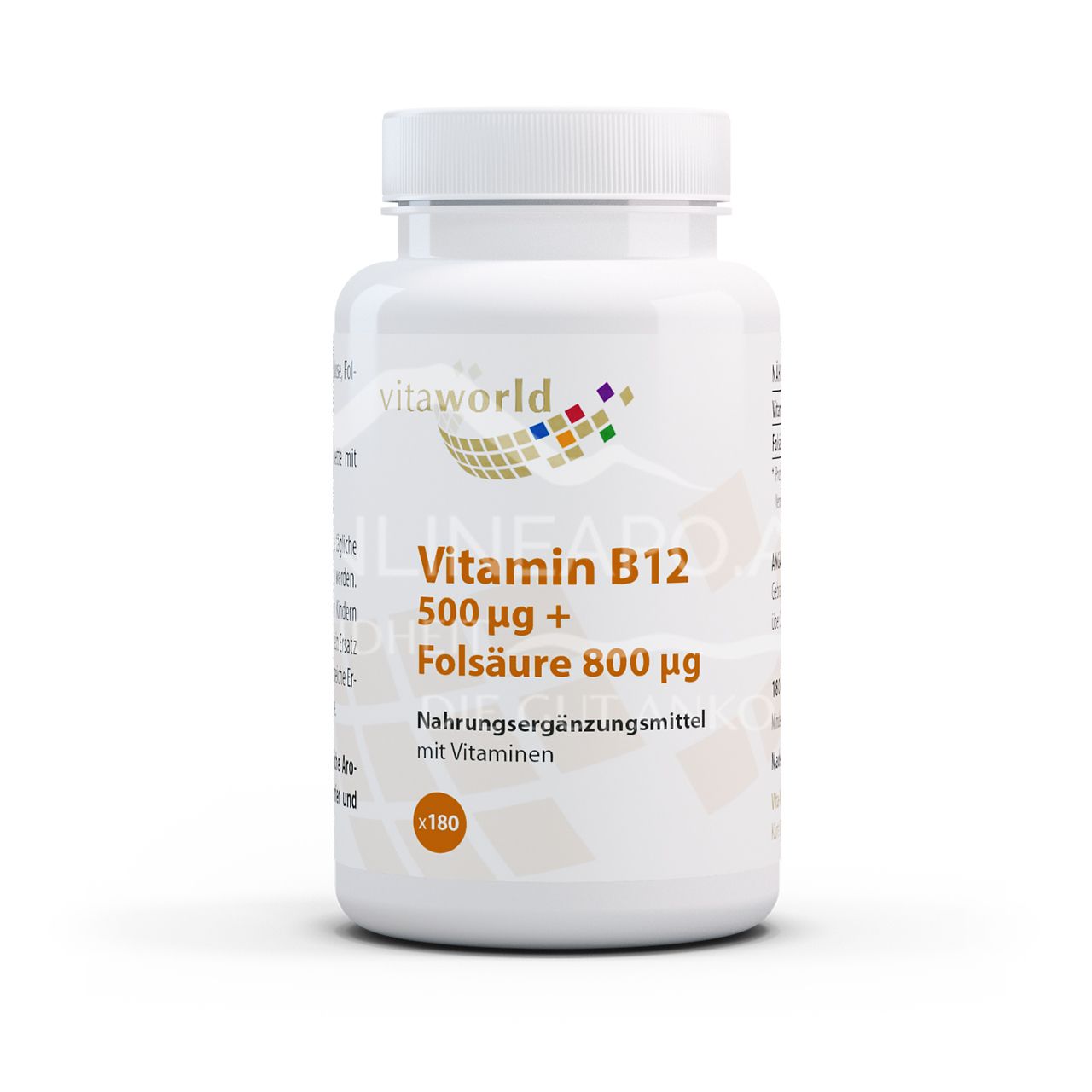 Vitaworld Vitamin B12 500 µg + folic acid 800 µg tablets