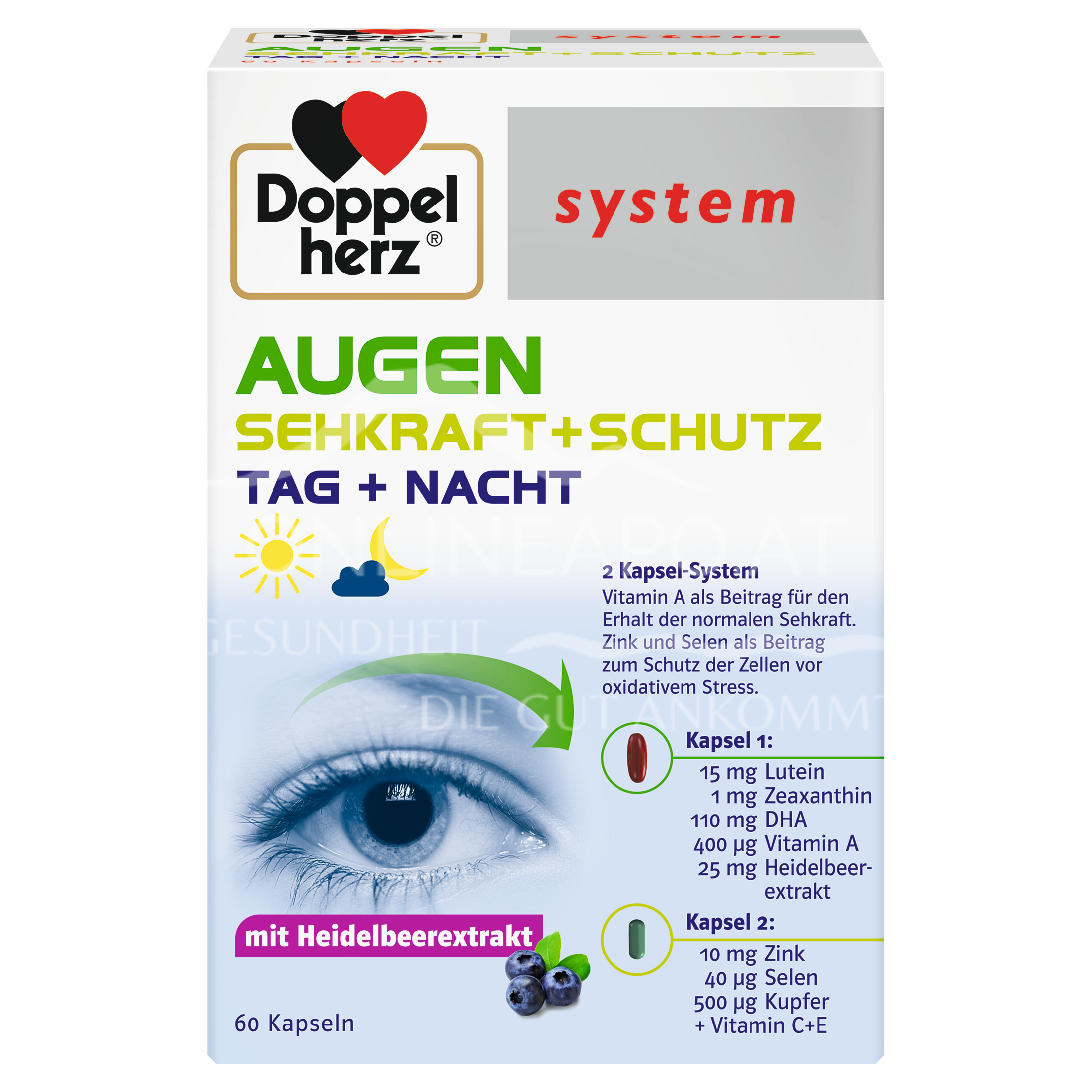 Doppelherz system EYE STRENGTH + PROTECTION Day + Night Capsules