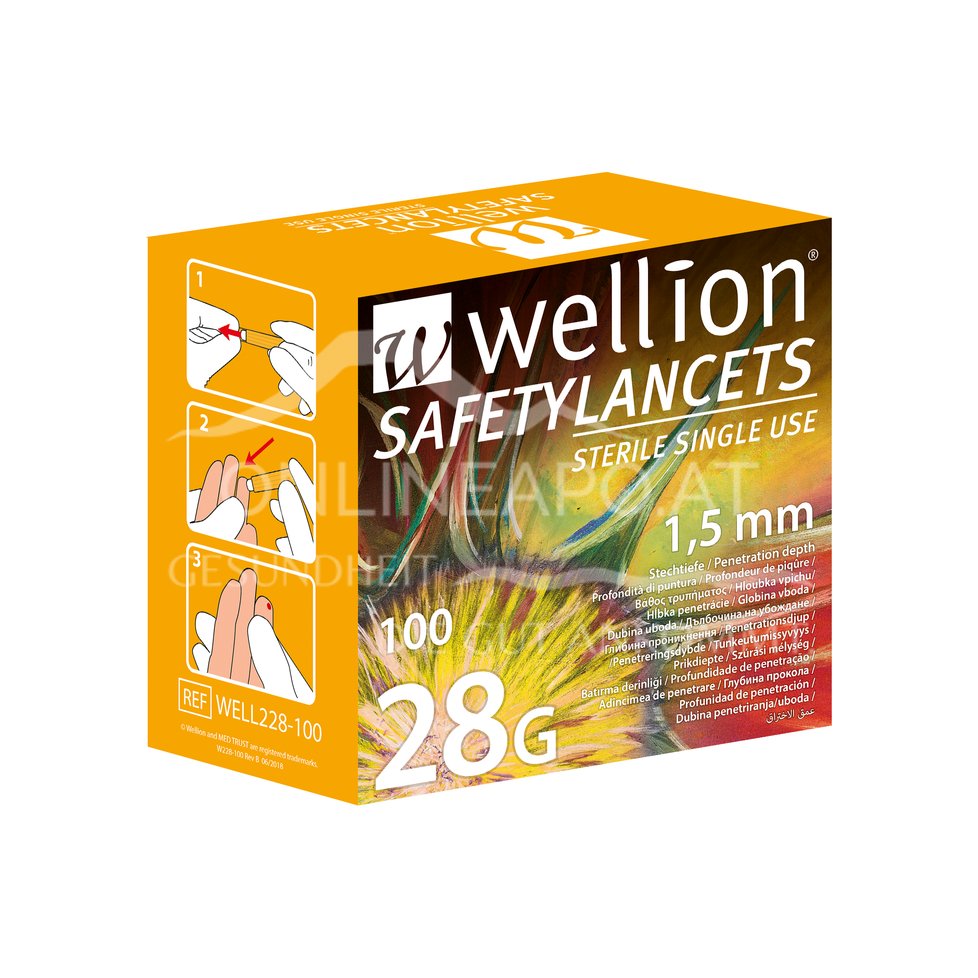 WELL228-100 Wellion Safety Lanzetten 28G - 100 Stk