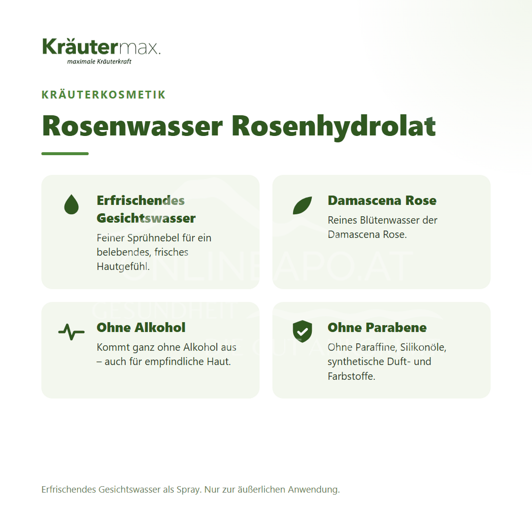 Kräutermax Rosenwasser Rosenhydrolat Spray