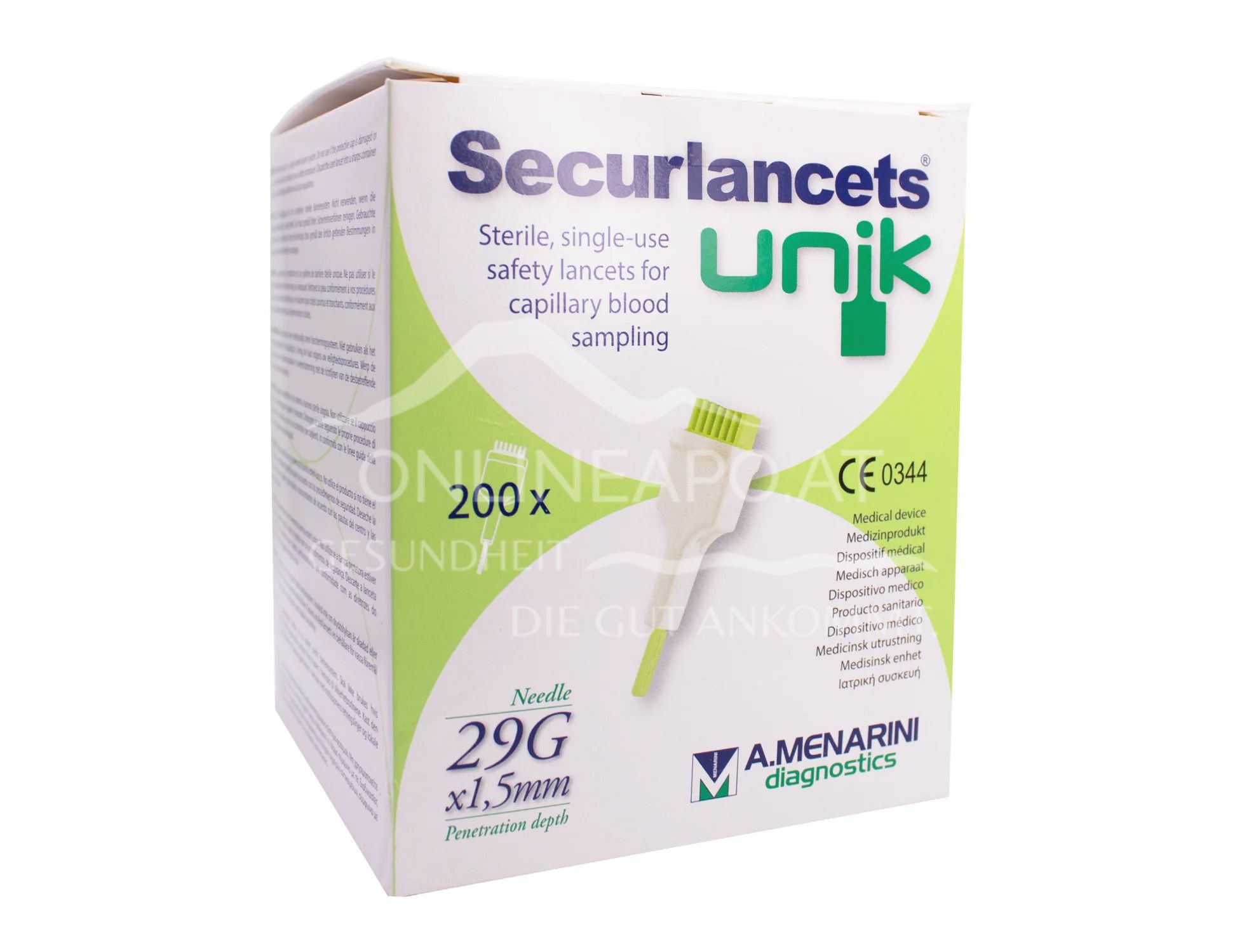 Securlancets® unik Sicherheitslanzetten 29 G x 1,5 mm, grün