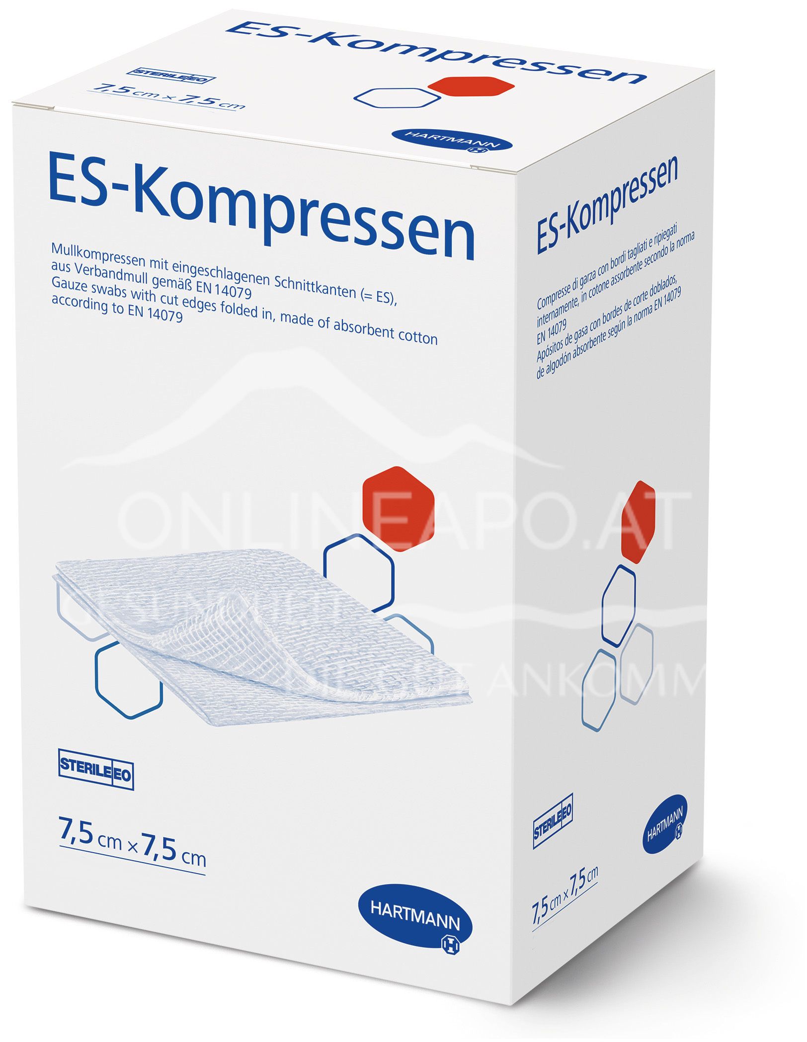 ES-Kompressen 8fach, steril eingesiegelt zu 2 Stück, 7,5 x 7,5 cm, 25 x 2 Stück