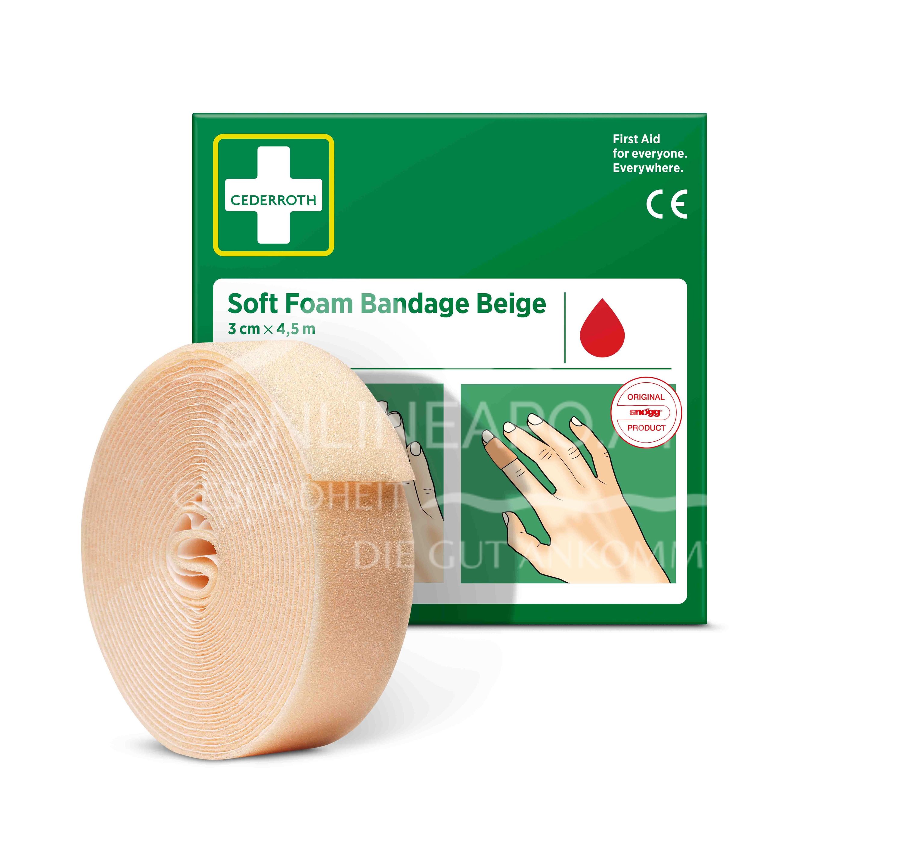 CEDERROTH Soft Foam Bandage Beige 3 cm x 4.5 m