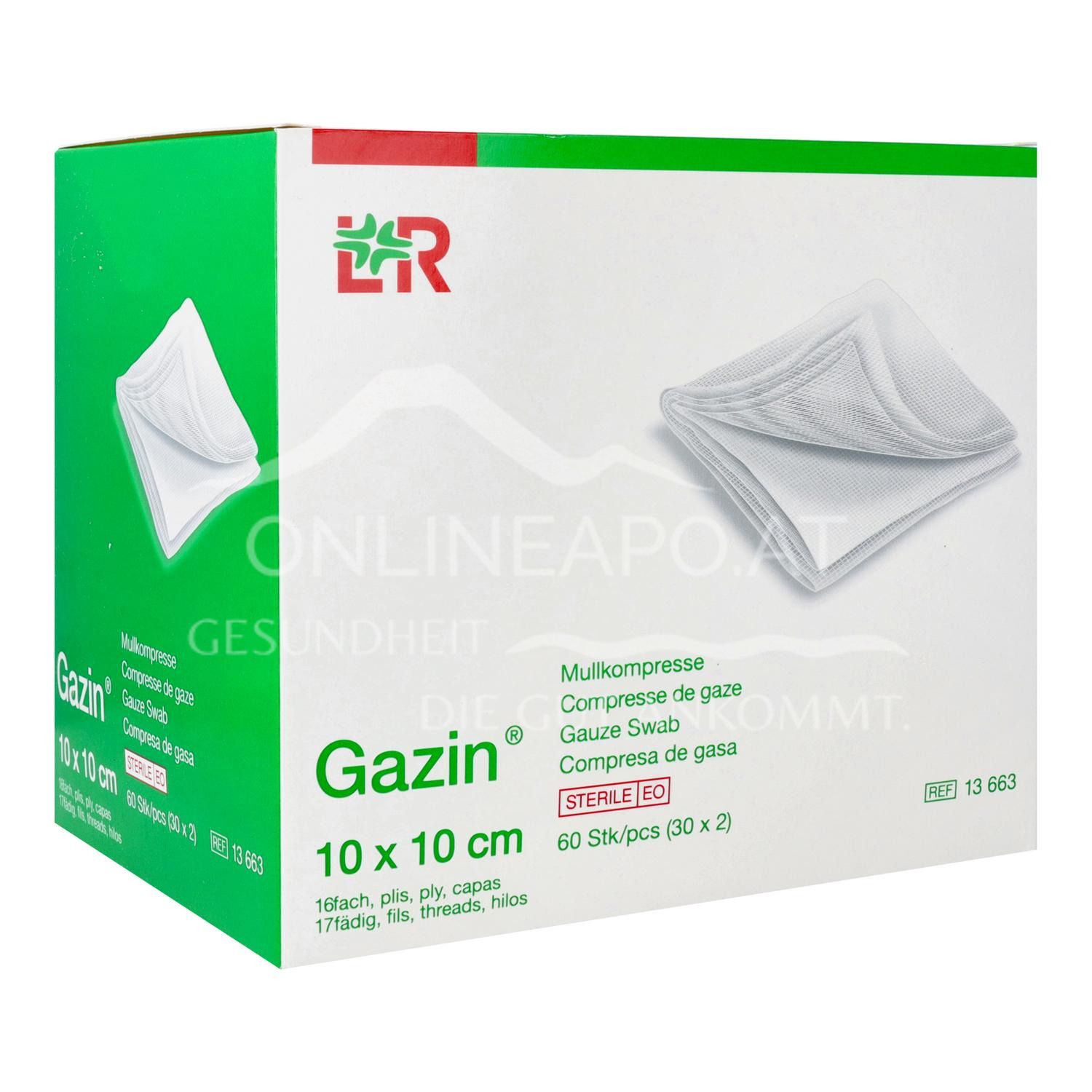Gazin® Mullkompressen steril, 16-fach, 17-fädig, 10 x 10 cm, 30 x 2 Stück