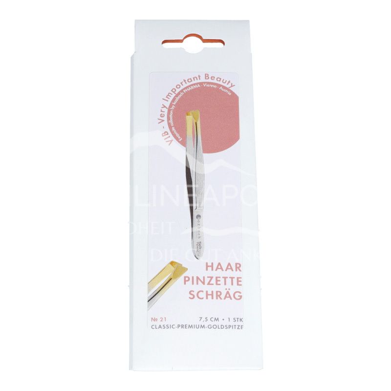 Kozbach Pharma 21 Pinzette, schräg 7,5 cm, Spitze vergoldet