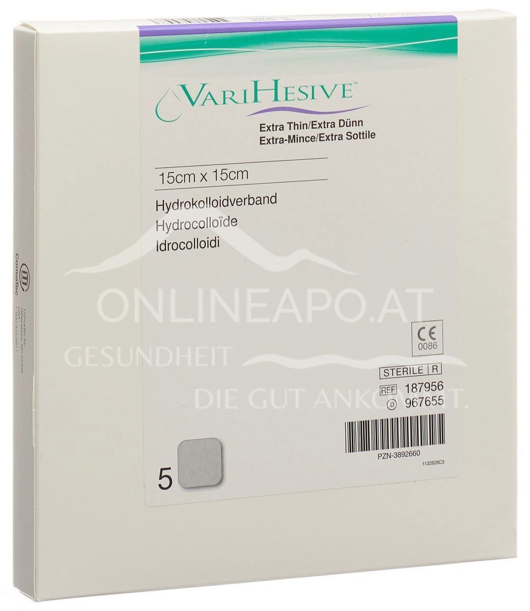 ConvaTec VARIHESIVE® Extra thin hydrocolloid dressing sterile, 15 x 15 cm