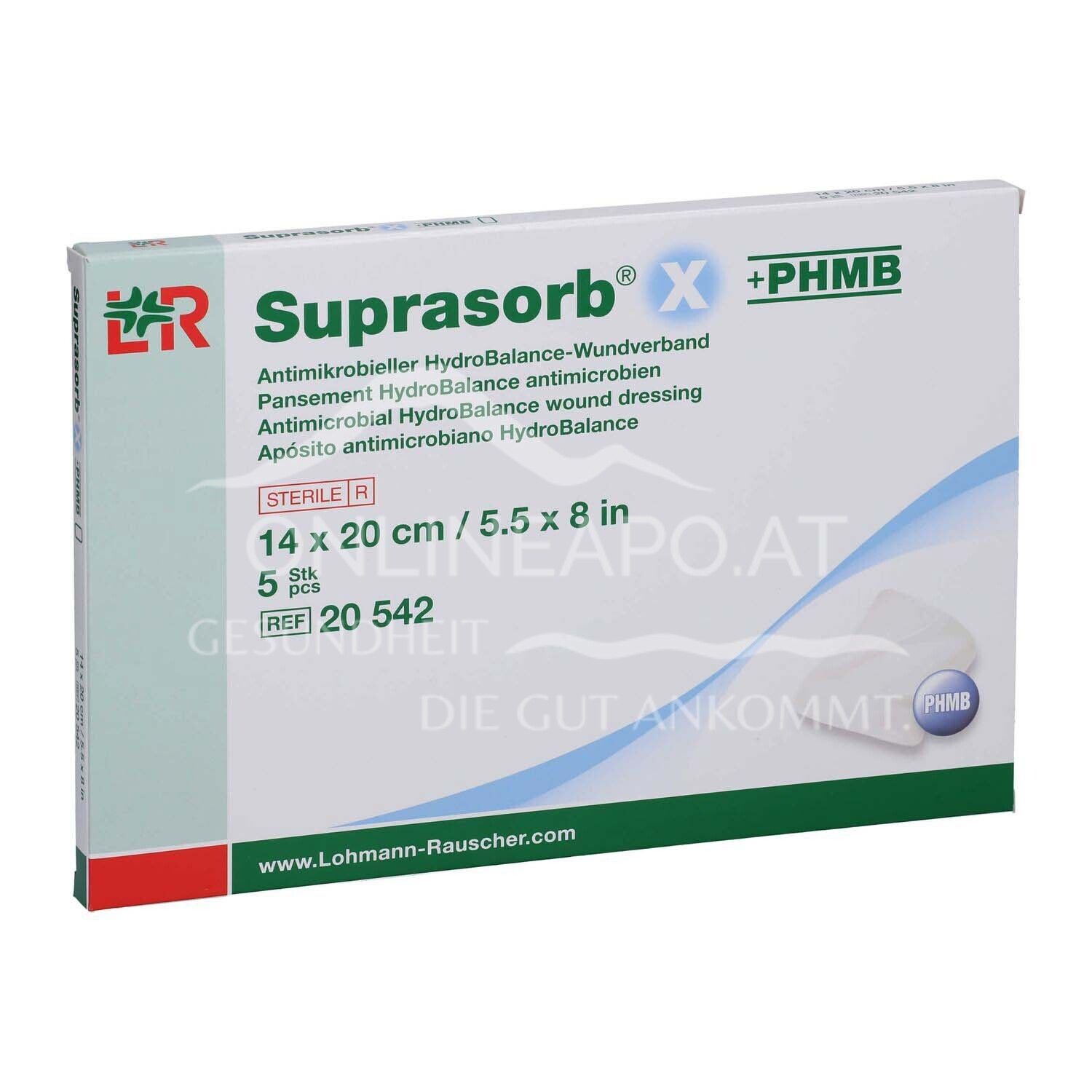 Suprasorb® X + PHMB Antimicrobial HydroBalance wound dressing, compress, sterile, 14 x 20 cm