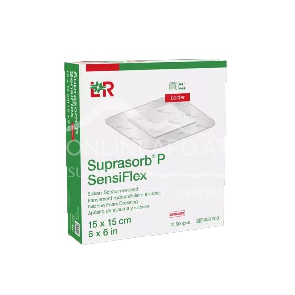 Suprasorb® P SensiFlex border silicone foam dressing, sterile, 15 x 15 cm