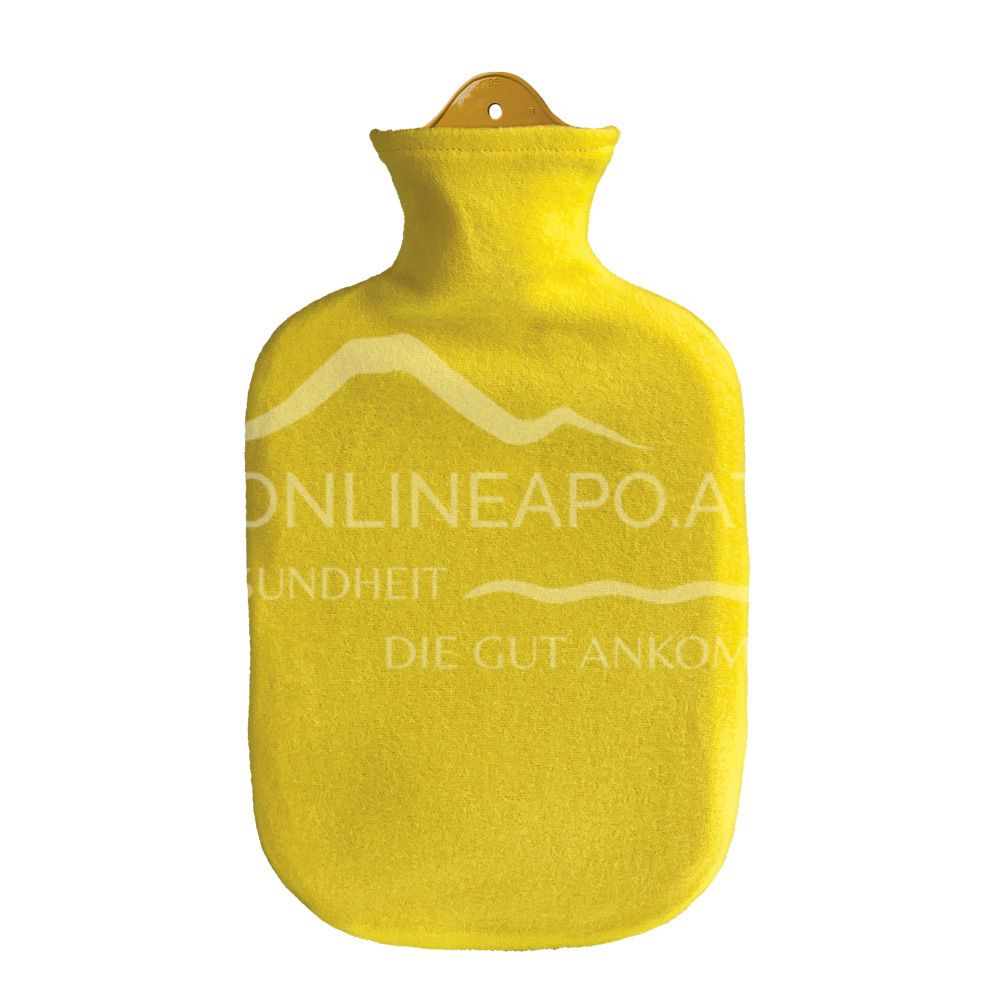 Singer hot water bottle with contour cover, yellow - 2.0L