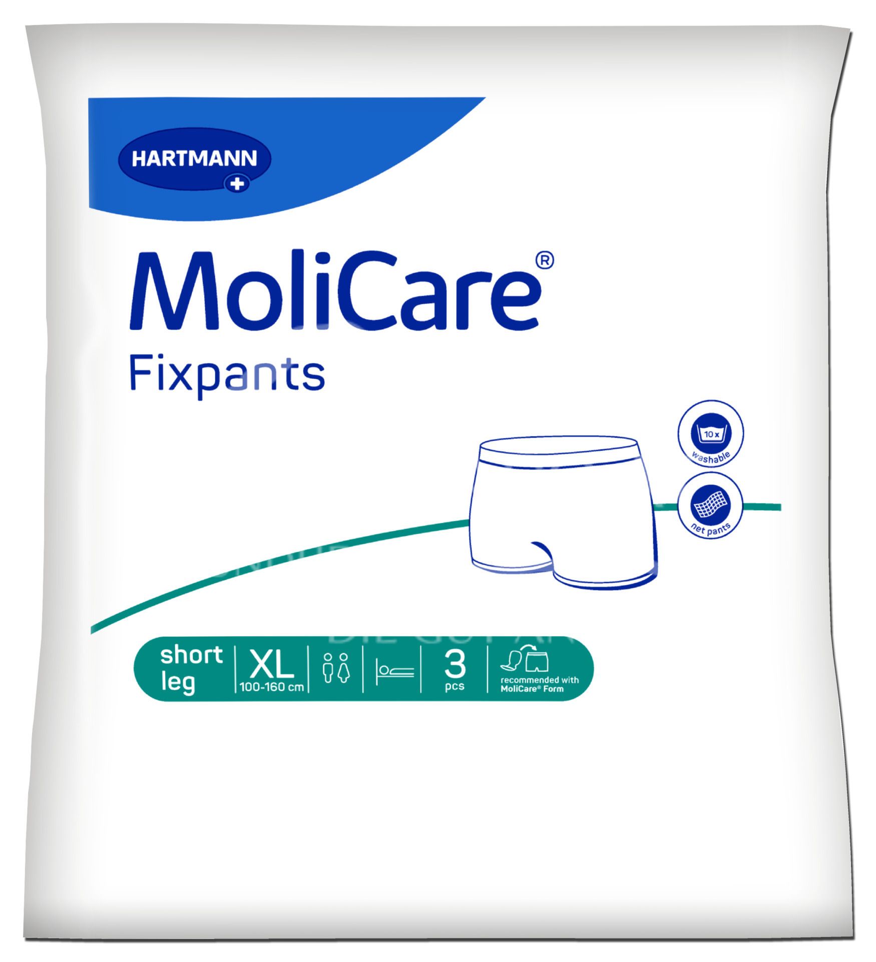 MoliCare® Fixpants Short Leg - Fixierhosen grün - Größe XL