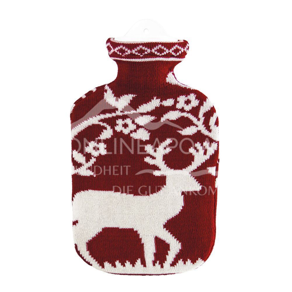 Singer hot water bottle with knitted cotton cover "Deer" - 2,0L