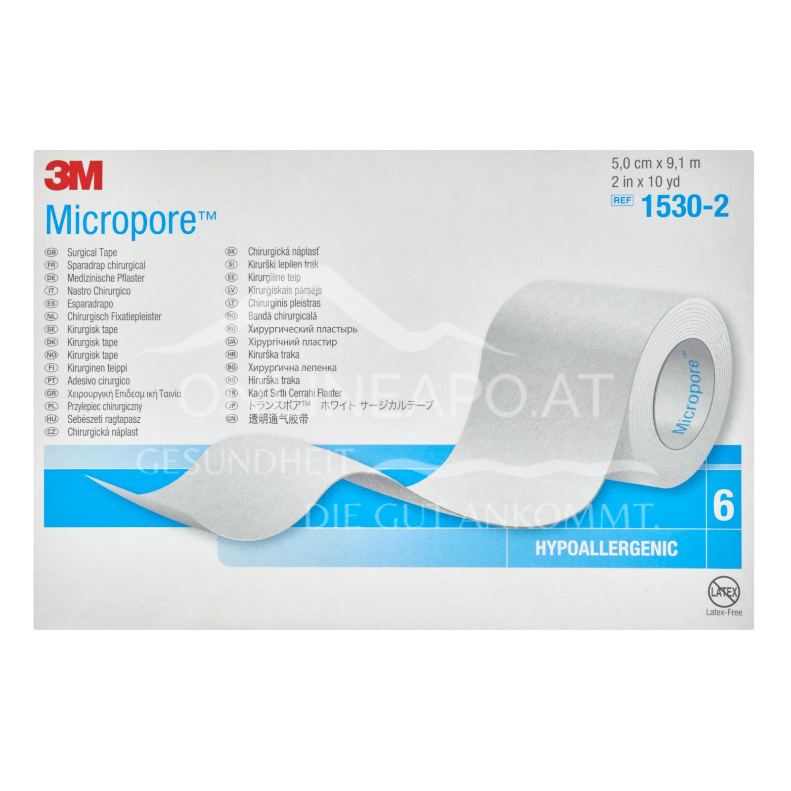 3M™ Micropore™ non-woven plaster, 1530-2, white, 5 cm x 9.1 m