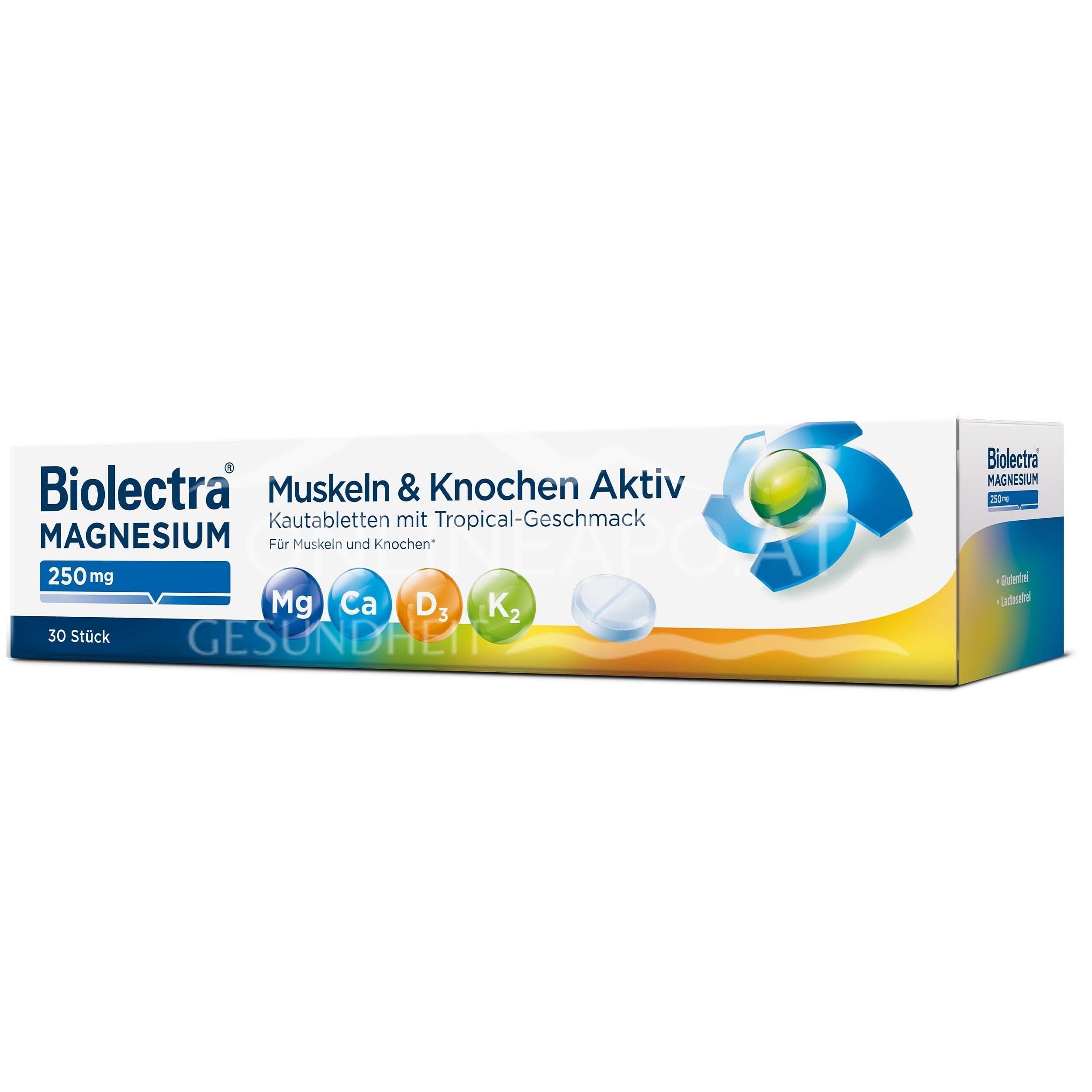 Biolectra® Magnesium 250 mg Muskeln und Knochen Aktiv Kautabletten