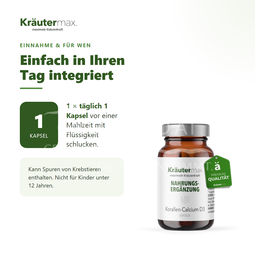 Kräutermax Korallen Calcium mit Vitamin D3 Kapseln