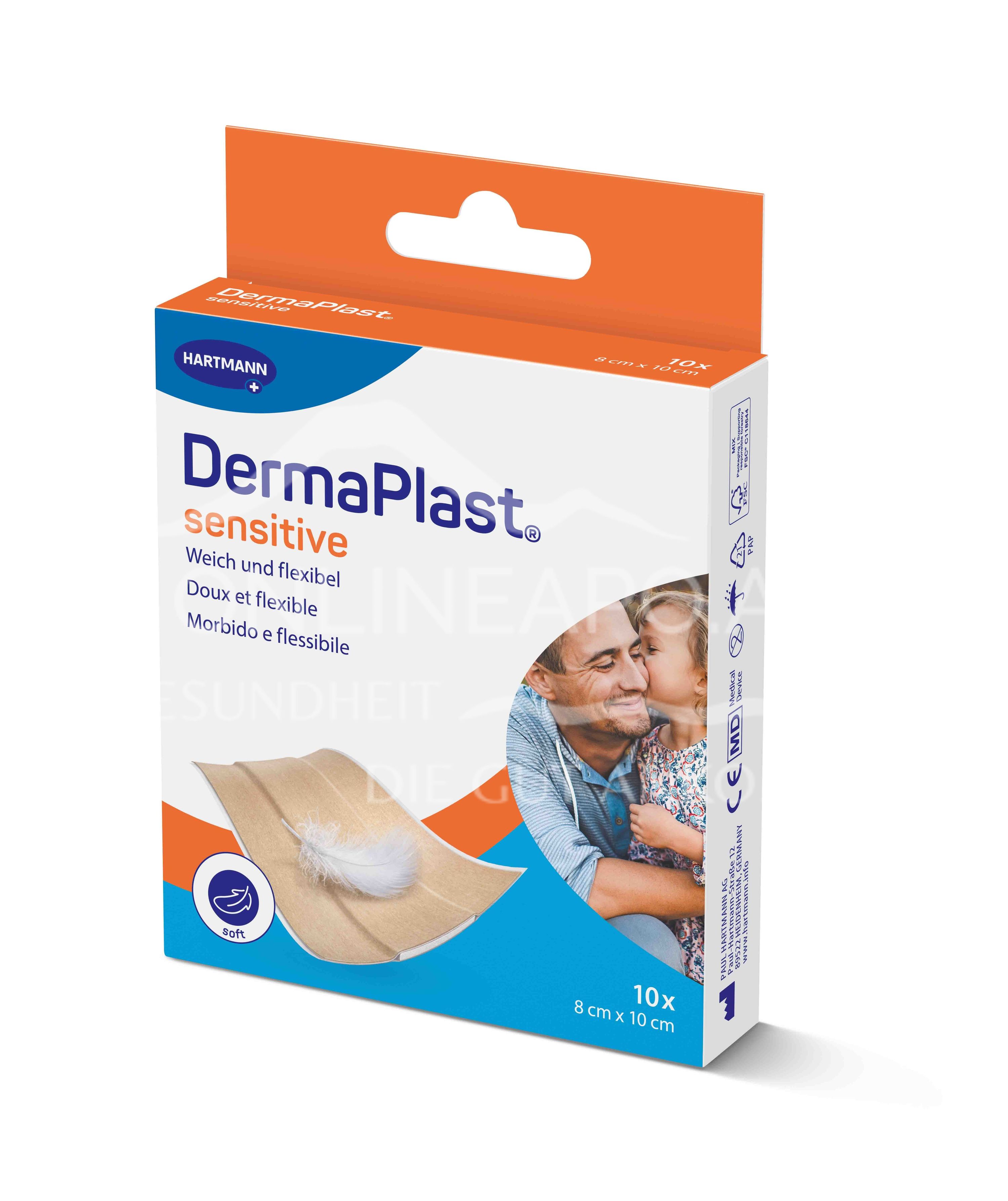 DermaPlast® Sensitive hautfarbig Wundschnellverband, zuschneidbar 8 x 10 cm