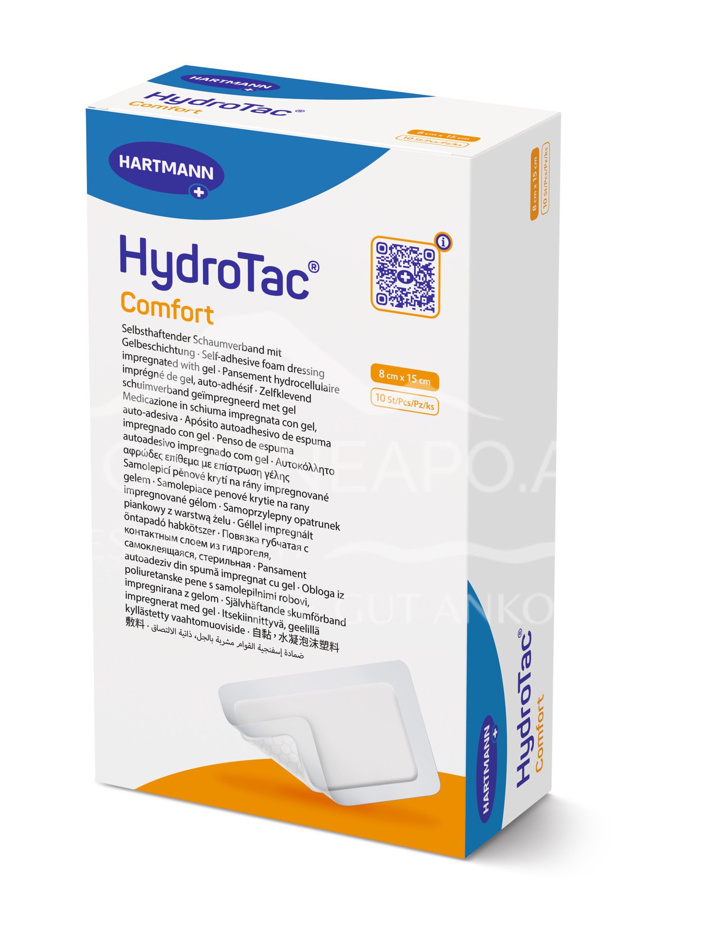 HydroTac® Comfort Self-adhesive foam dressing with gel coating sterile, 8 x 15 cm