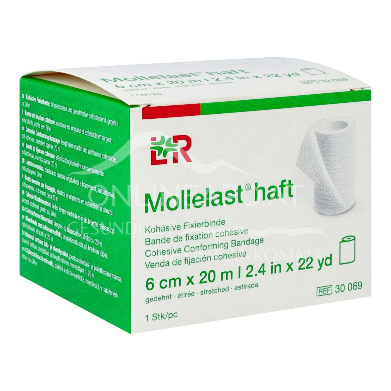 Mollelast® haft Cohesive bi-elastic fixation bandage white, 6 cm x 20 m