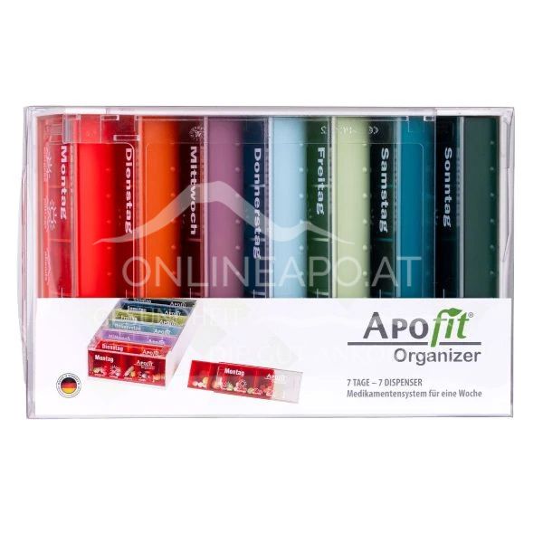 APOfit Weekly Dispenser with 7 Compartments, Colourful Organiser
