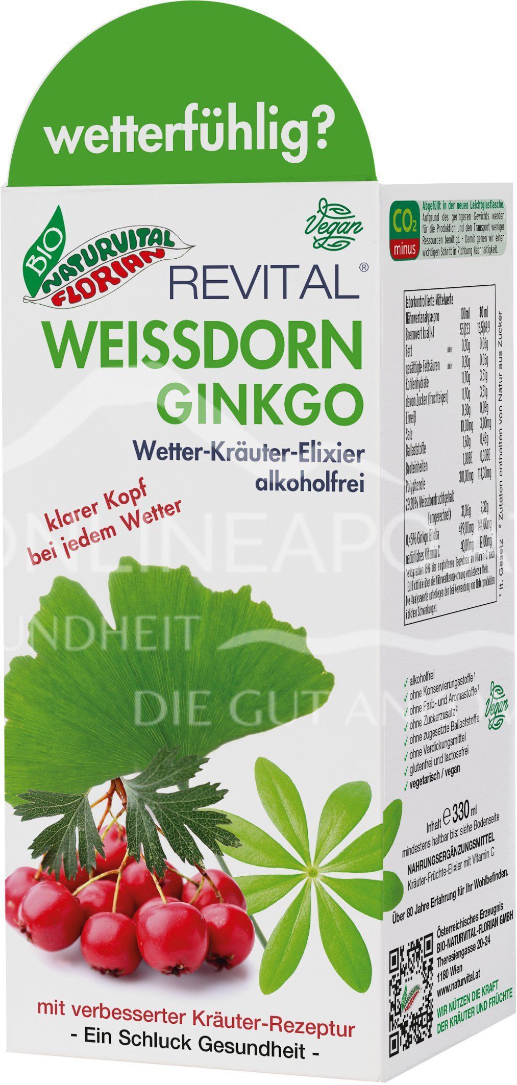Bio Naturvital Florian Revital Weissdorn Ginkgo Kräuter-Früchte-Elixier