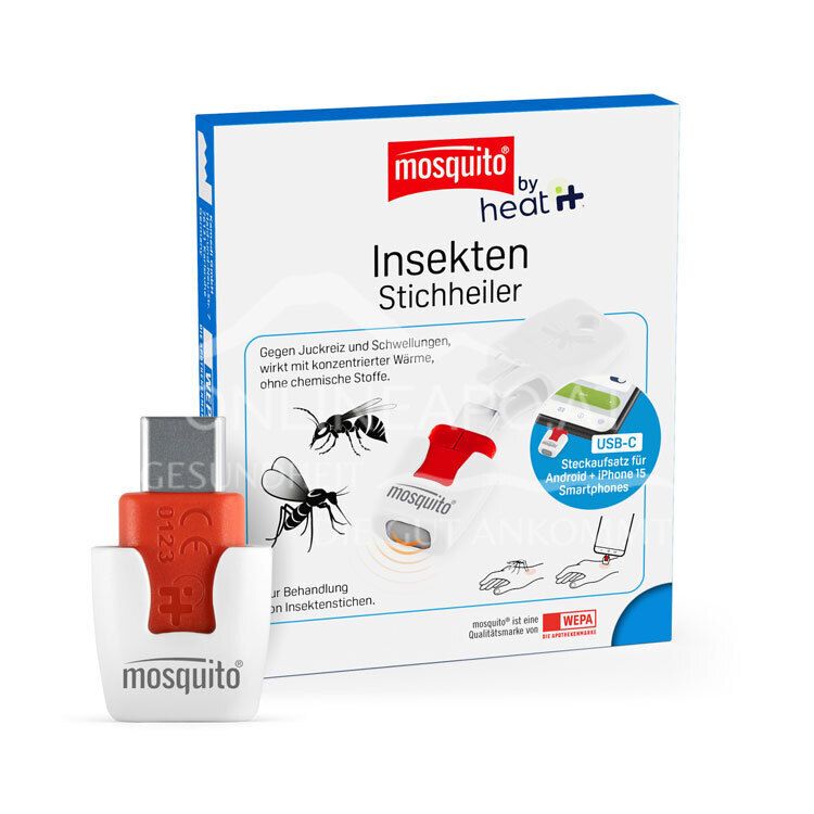 mosquito® by heat it® Insekten-Stichheiler - Android + iPhone 15, USB-C Adapter