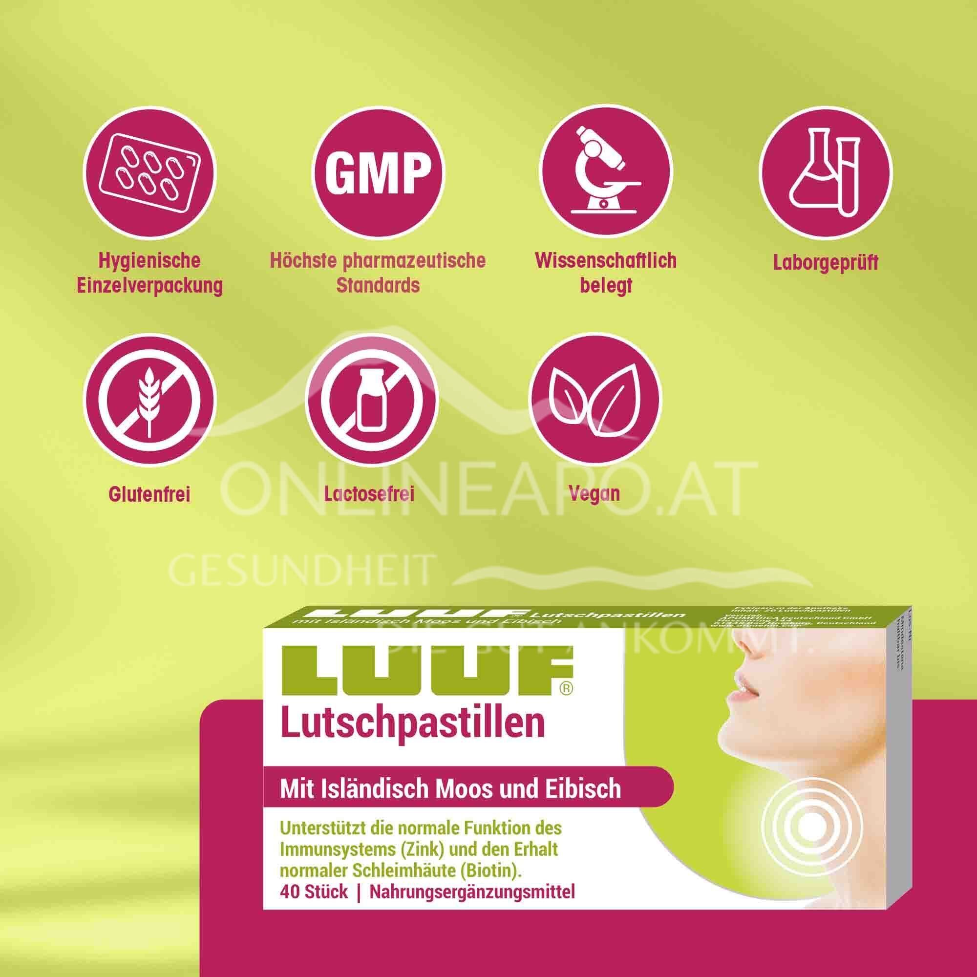 LUUF® throat lozenges with Iceland moss and marshmallow