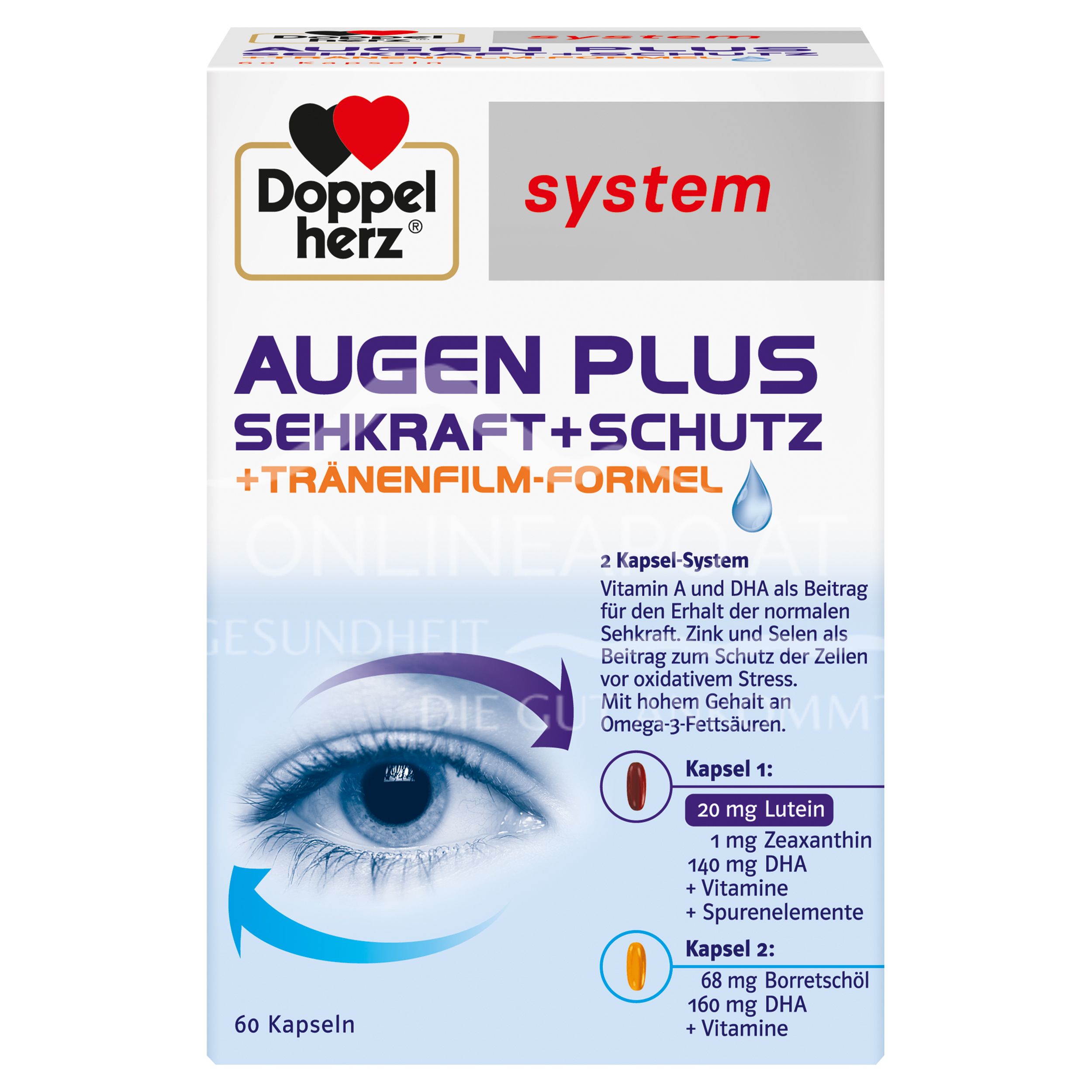 Doppelherz system AUGEN PLUS SEHKRAFT + SCHUTZ + Tränenfilm-Formel Kapseln