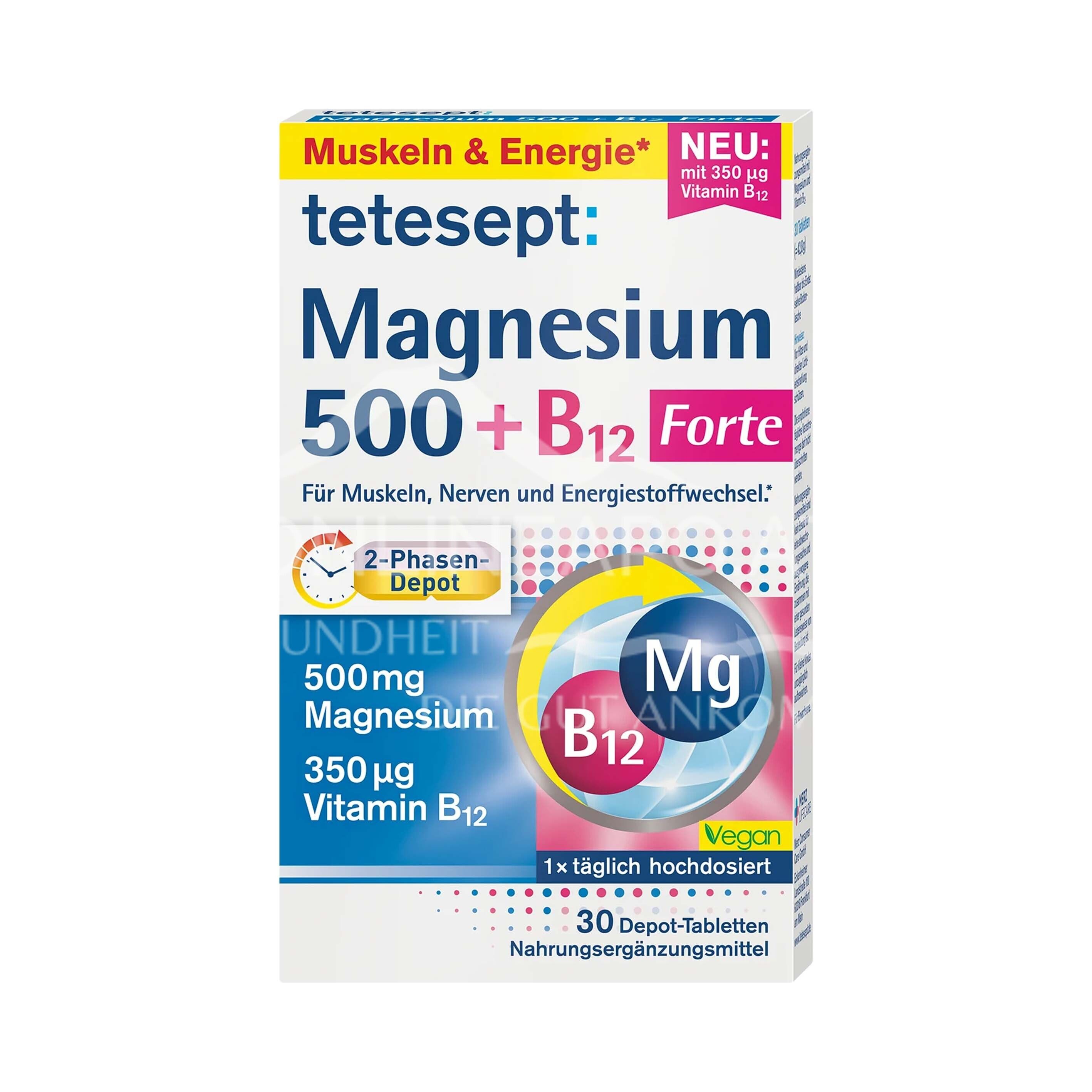 tetesept Magnesium 500 + B12 2-Phasen-Depot Tabletten