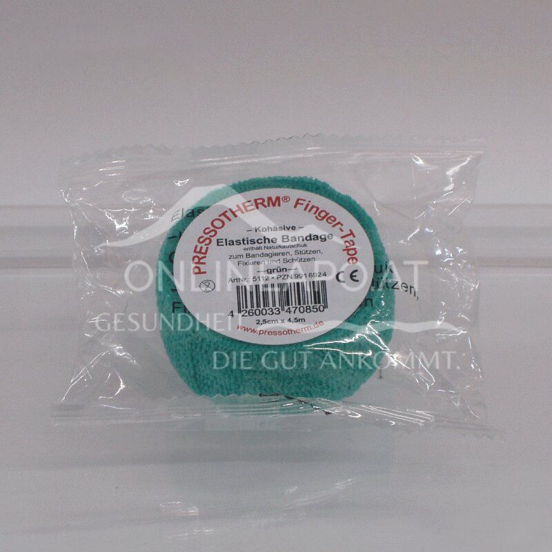 Pressotherm® Finger-Tape Cohesive Elastic Bandage, 2.5 cm x 4.5 m - Green