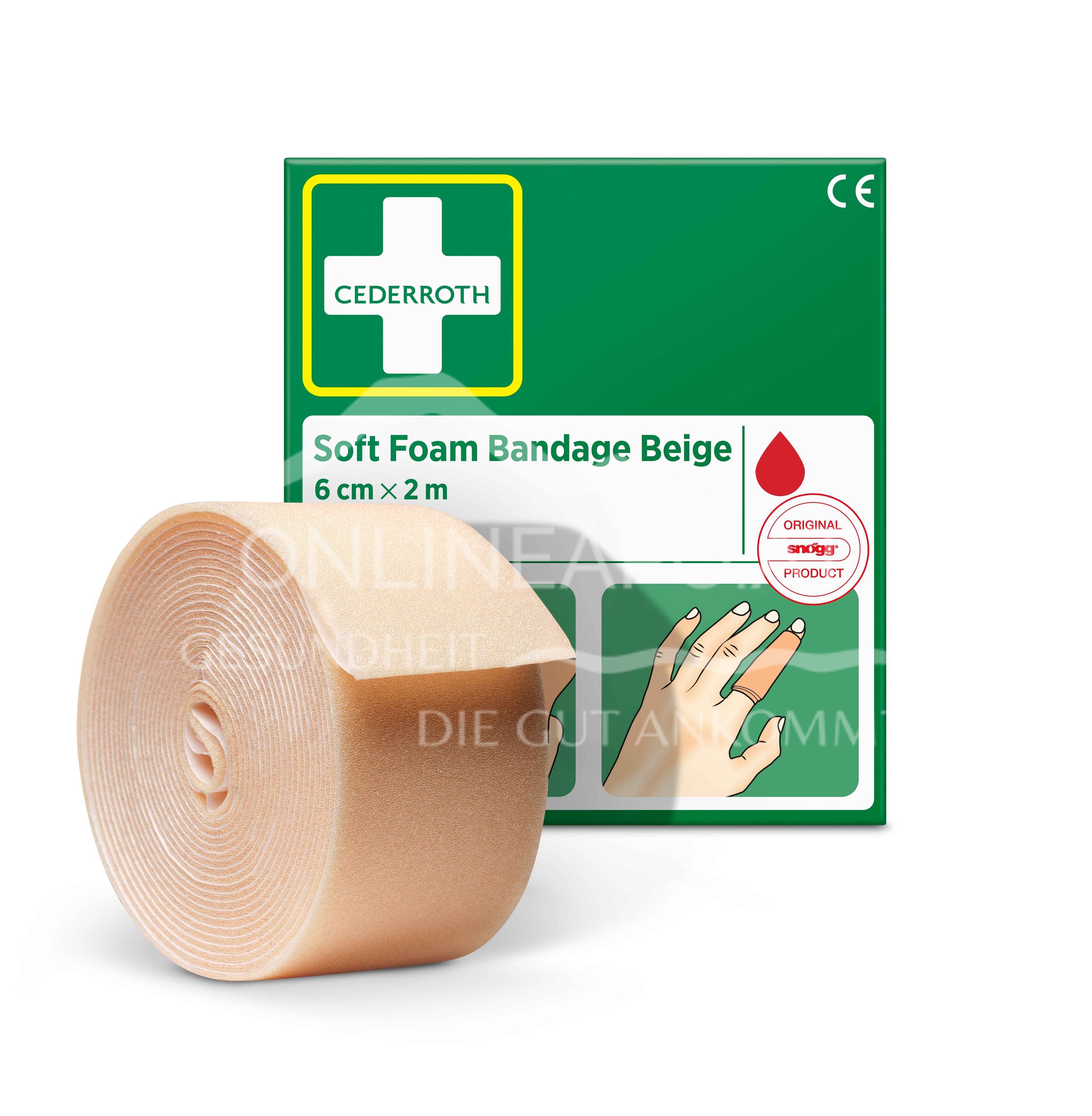 CEDERROTH Soft Foam Bandage Beige 6 cm x 2 m