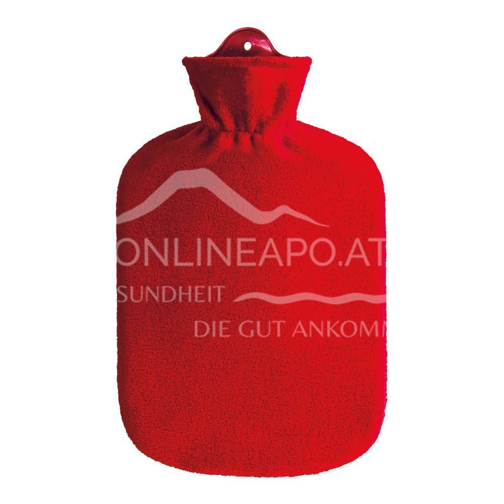 Singer hot water bottle with fleece cover red - 2,0L