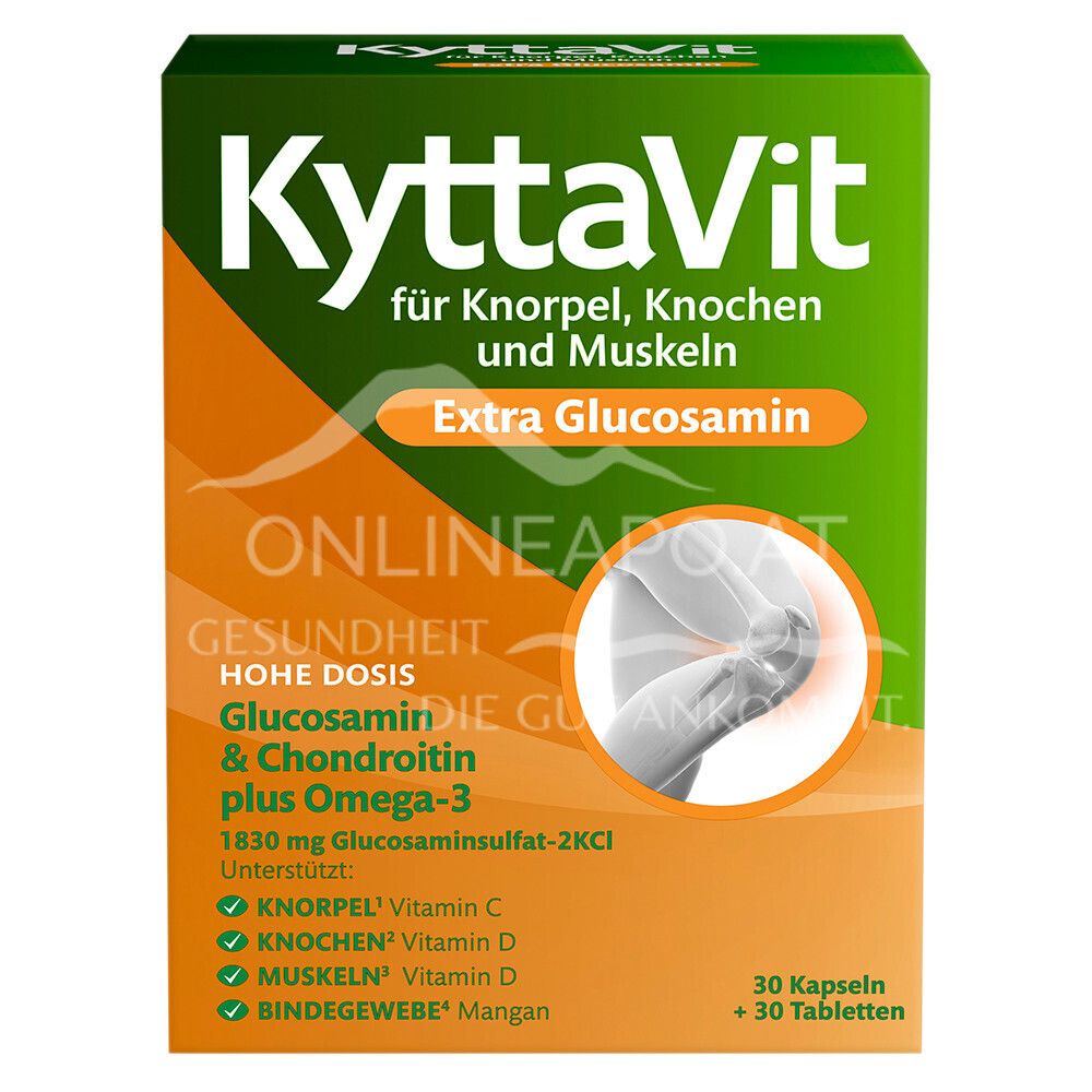KyttaVit für Knorpel, Knochen und Muskeln - Extra Glucosamin - 30 Kapseln + 30 Tabletten