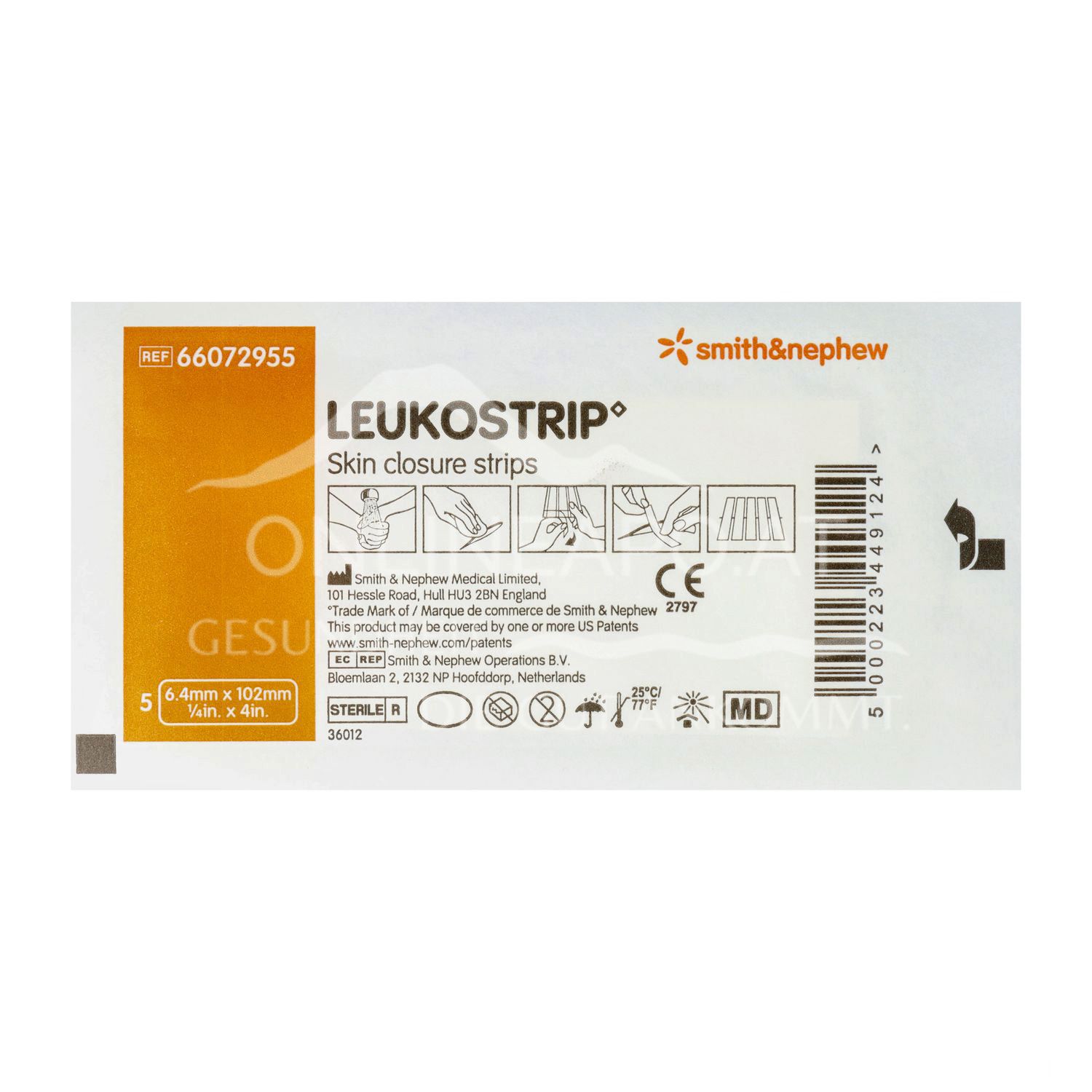 LEUKOSTRIP suture strips 6.4 x 102 mm, 5 pieces