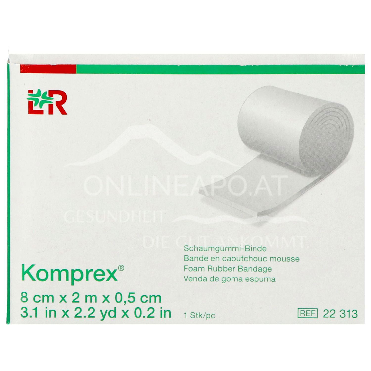 Komprex® Schaumgummi-Binde Rolle, 8cm x 2m x 0,5cm