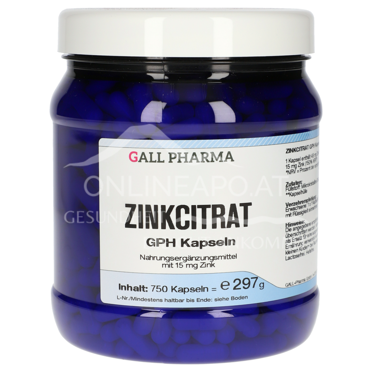 Gall Pharma Zinkcitrat Kapseln (15 mg Zink)