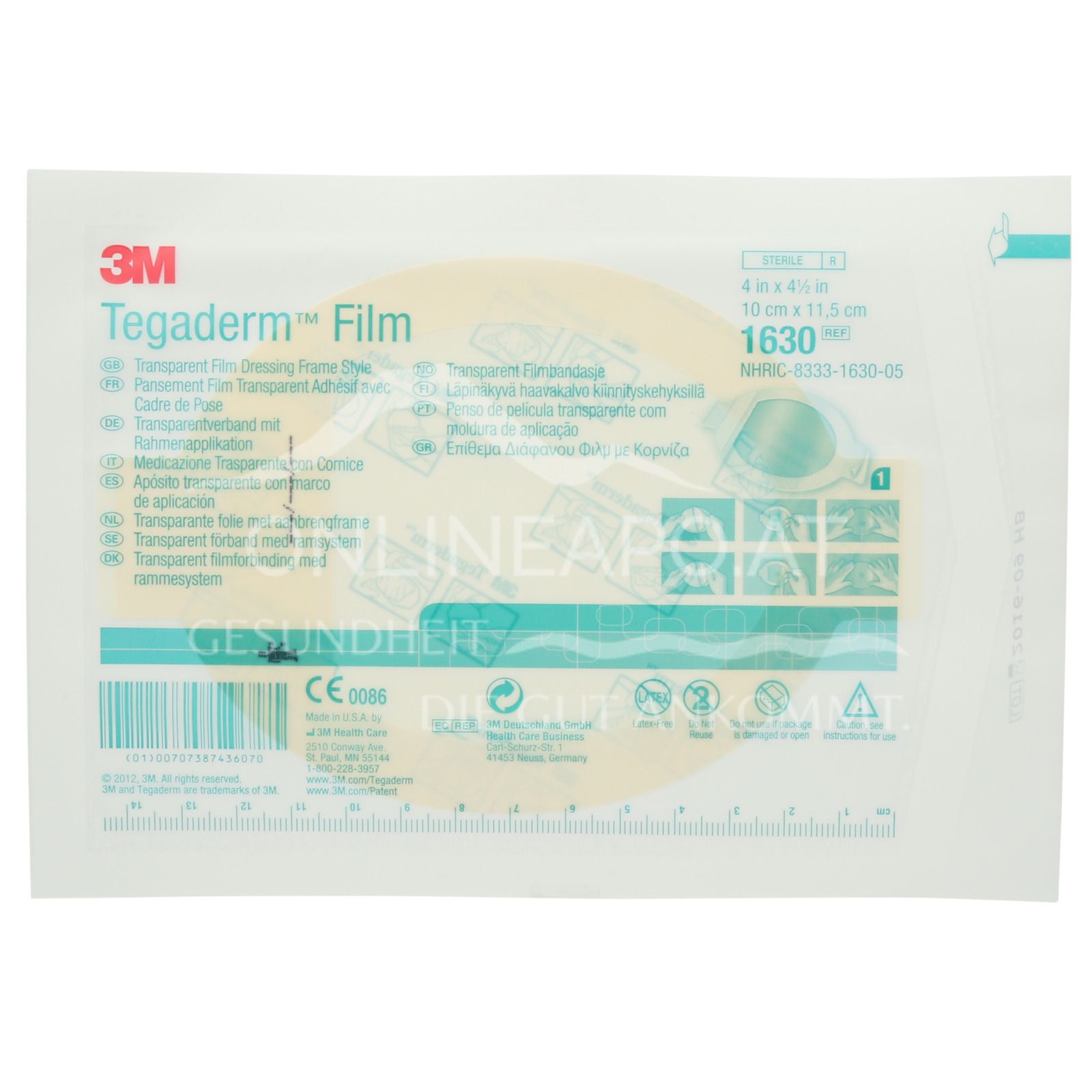 3M™ Tegaderm™ Film Transparentverband, 1630NP, 10 × 11.5 cm