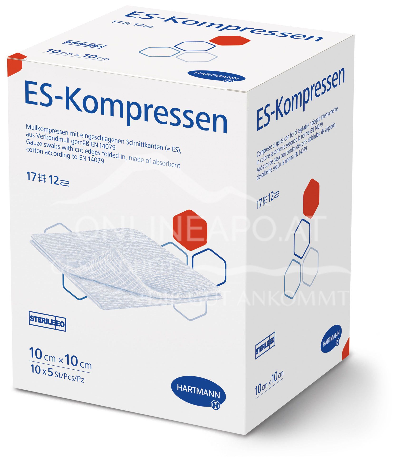 ES compresses 12-fold, sterile sealed 5 pieces, 10 x 10 cm, 10 x 5 pieces