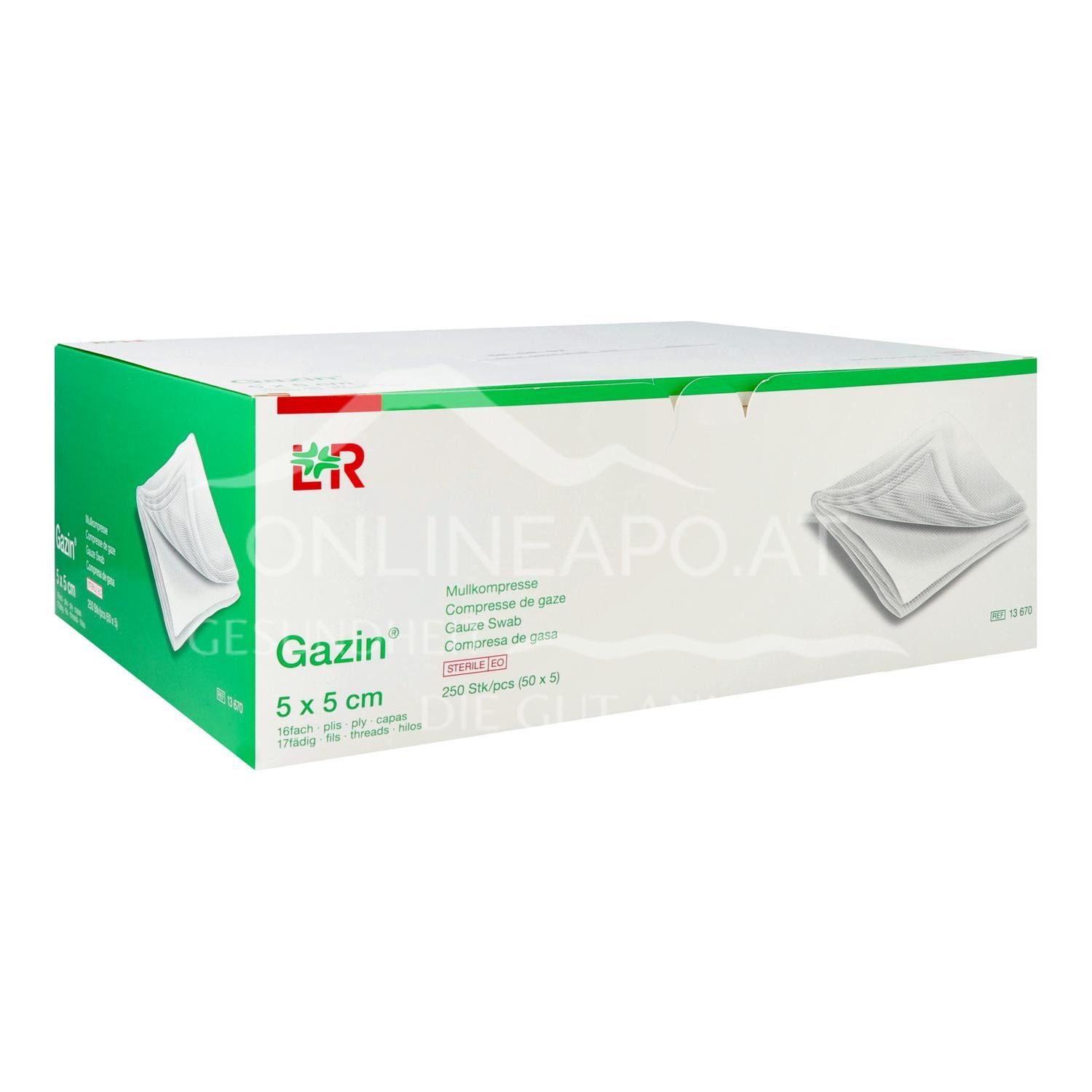 Gazin® Mullkompressen steril, 16-fach, 17-fädig, 5 x 5 cm, 50 x 5 Stück