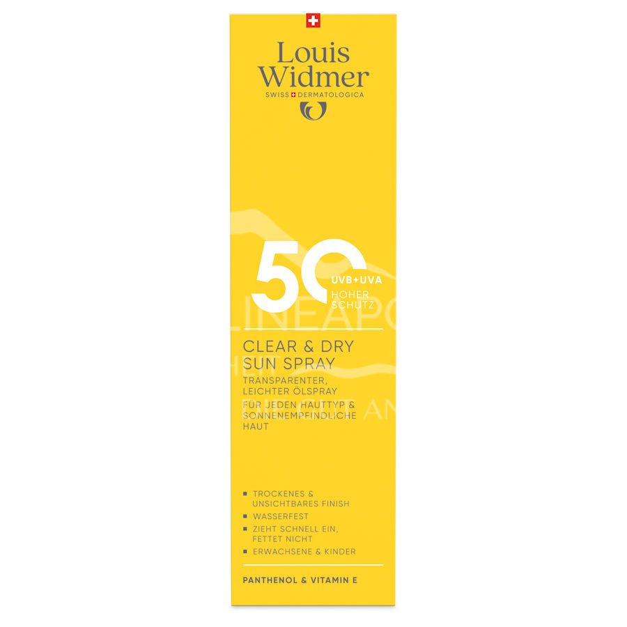 Louis Widmer suncare Clear & Dry Sun Spray 50 - Transparenter, leichter Ölspray - leicht parfümiert