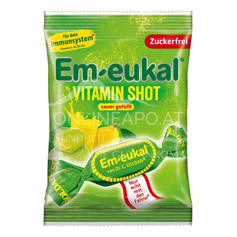 Em-eukal Vitamin Shot sour filled, sugar free, sweets