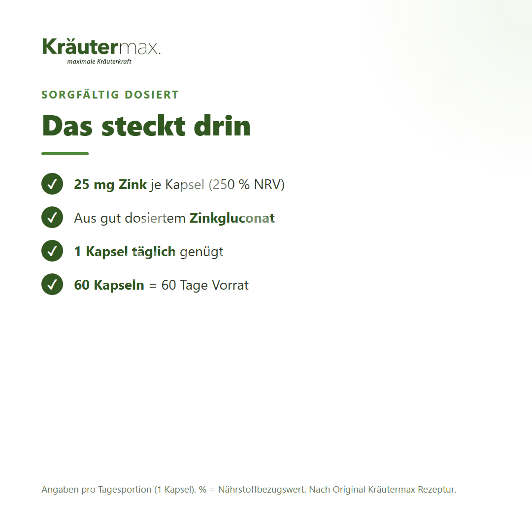 Kräutermax Zink 25 mg Kapseln